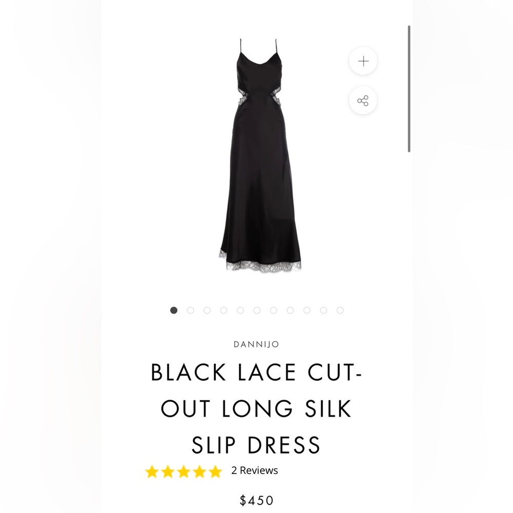 BLACK LACE CUT-OUT LONG SILK SLIP DRESS DANNIJO